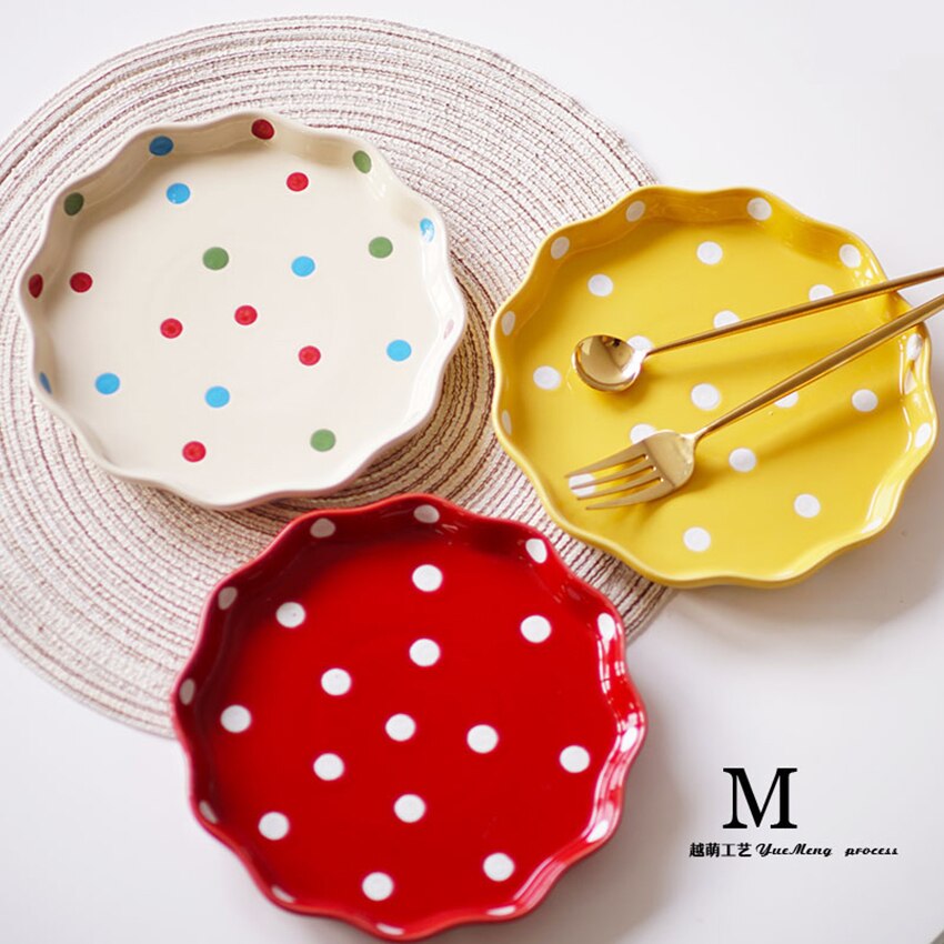 Porcelain Pie Pan, Round Pie Plate Baking Dish with Ruffled Edge Fruit Dessert Vegetable Plate Microwave Baking Plate