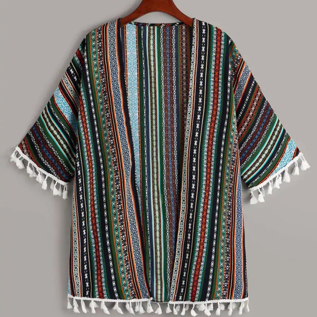 Veste style Boho à glands femme châle gitan, grande taille, manteau ethnique , manches longues, nouvelle taille, automne hiver , LS * D