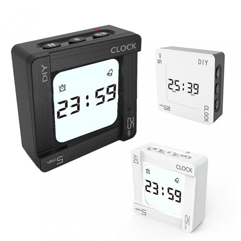 Multifunctional DIY Time Management Pomodoro Timer Square Alarm Clock Vibration Flashing Backlight Timer Reminder