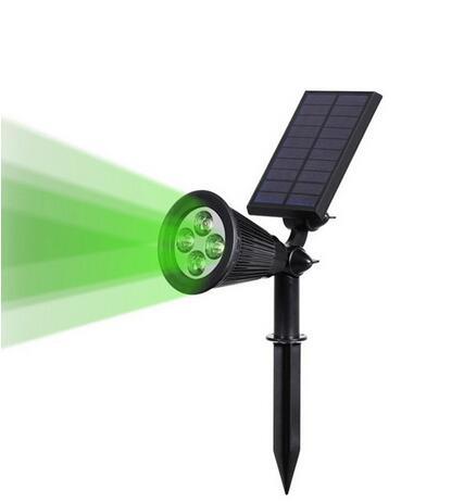 T-sunrise 1/2/4 pakker udendørs solar lys vinkel justerbar 4 led belysning vandtæt havelys til gårdsti grøn farve: Default Title