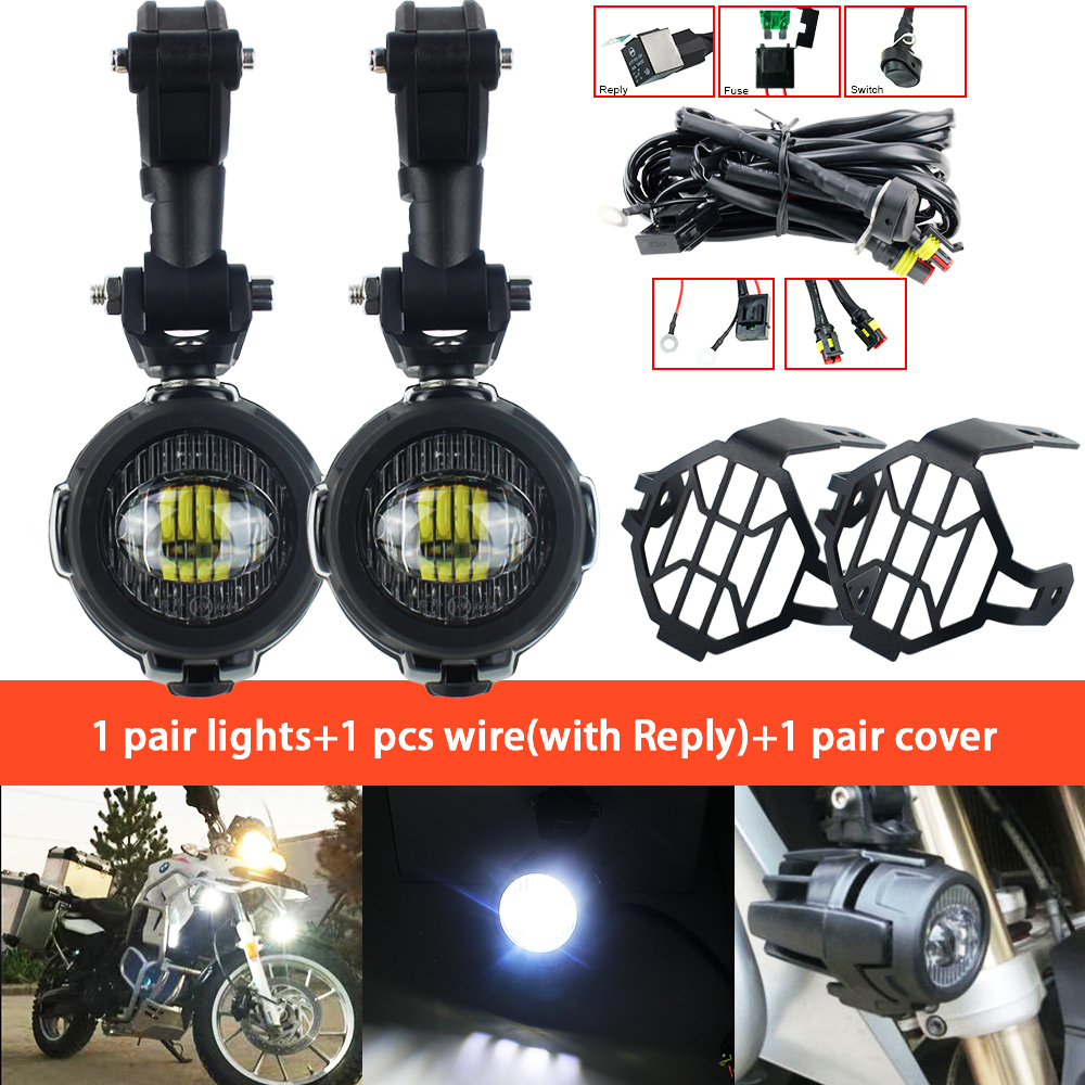 Luces LED antiniebla para motocicleta, luces auxiliares de conducción para BMW R1200GS LC R 1250GS R1250GS F800GS GSR1200 F850GS F750GS Adv: Blanco