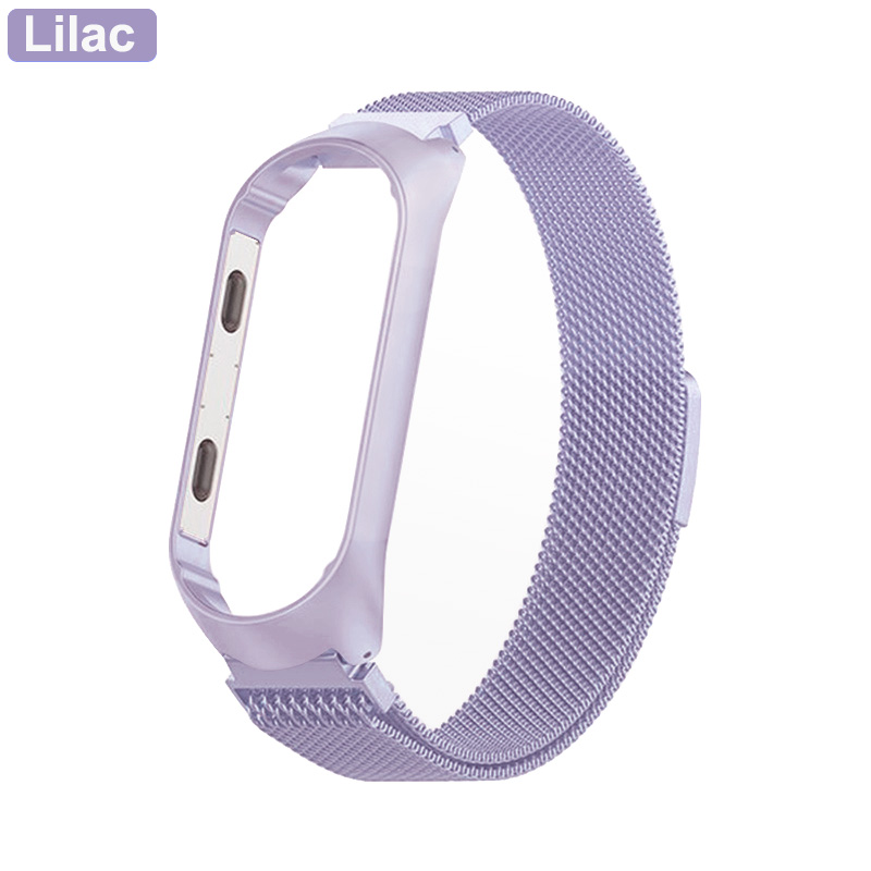 Correa para Xiaomi mi Band 4 pulsera de Metal para mi band 3 correa de muñeca de acero inoxidable para mi band reemplazo pulsera Accesorios: Lilac / For Mi Band 4