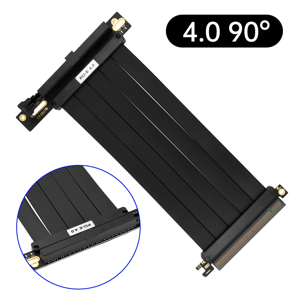 Pci -e 4.0 3.0 16x stigerør-kabel 200mm 90/180- gradere skjermkortforlengelse skjermet fleksibel montering gpu-forlengelseskabel ledning: Hvit