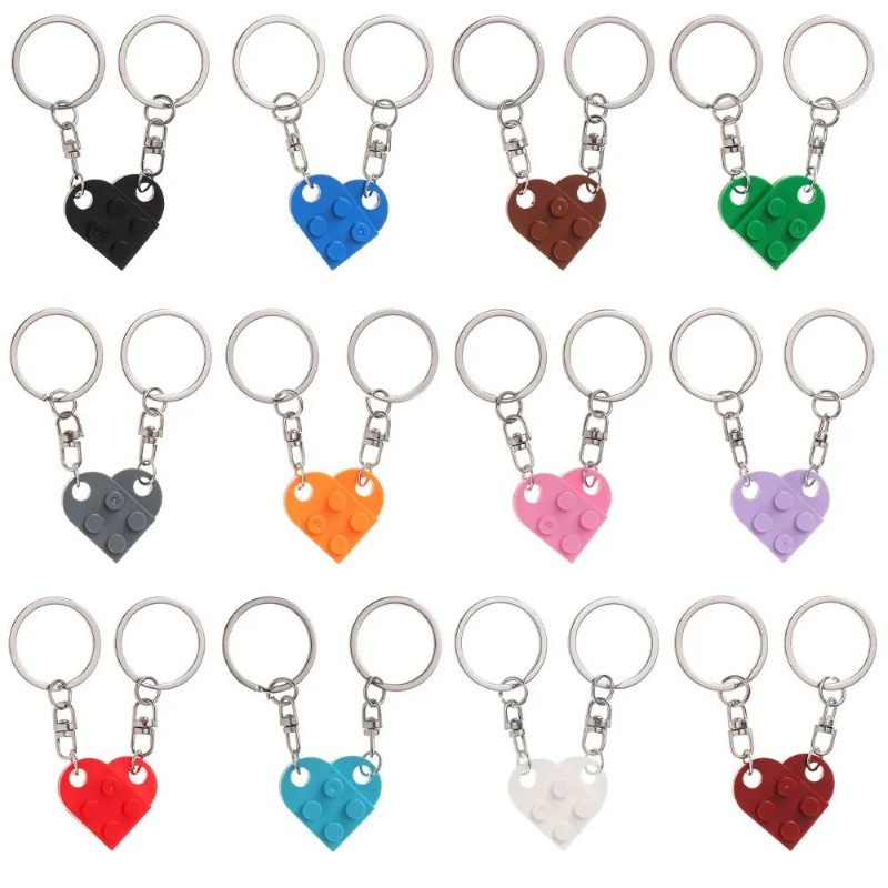 2 pièces séparable bijoux Couples amitié bloc de construction porte-clés porte-clés clé boucle coeur pendentif
