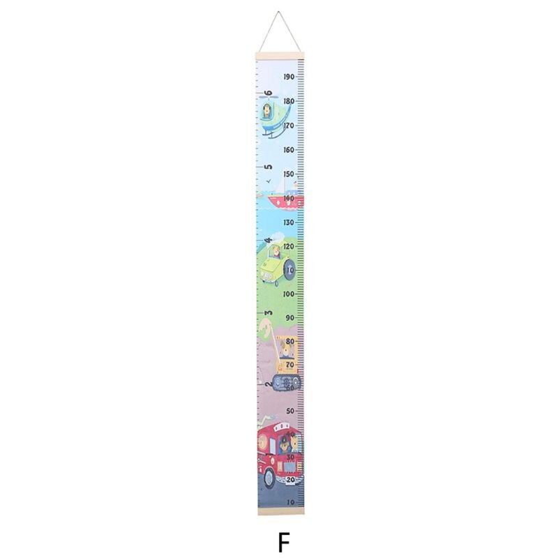 Kids Baby Growth Chart Wood+Canvas DIY Wall Hanging Measuring Ruler Room Decoration Nursery Removable Height Measure: F