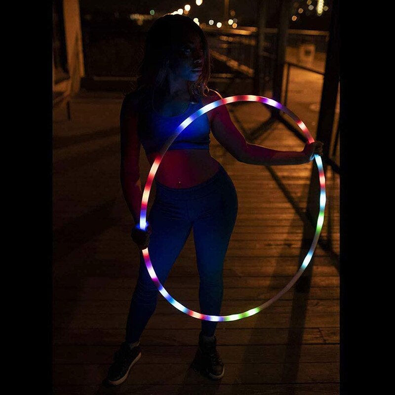 10 LED Lumières Colorées Cerceau De Gymnastique De Musculation Fitness Cerceau Amovible Rechargeable pour Enfants Adultes Diamètre 60cm