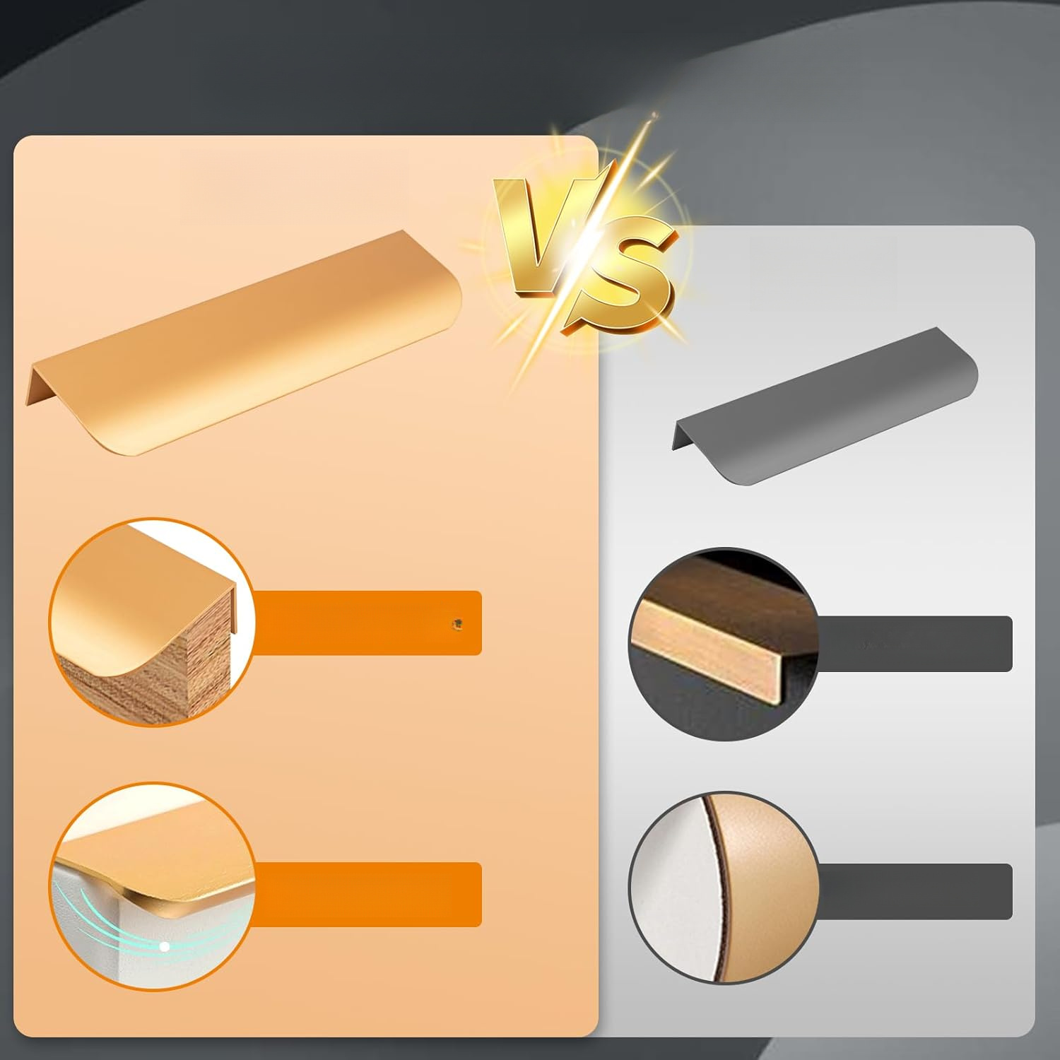 20PCS hidden invisible furniture door pull window, drawer pull window with finger, modern replacement handle, kitchen cabinet