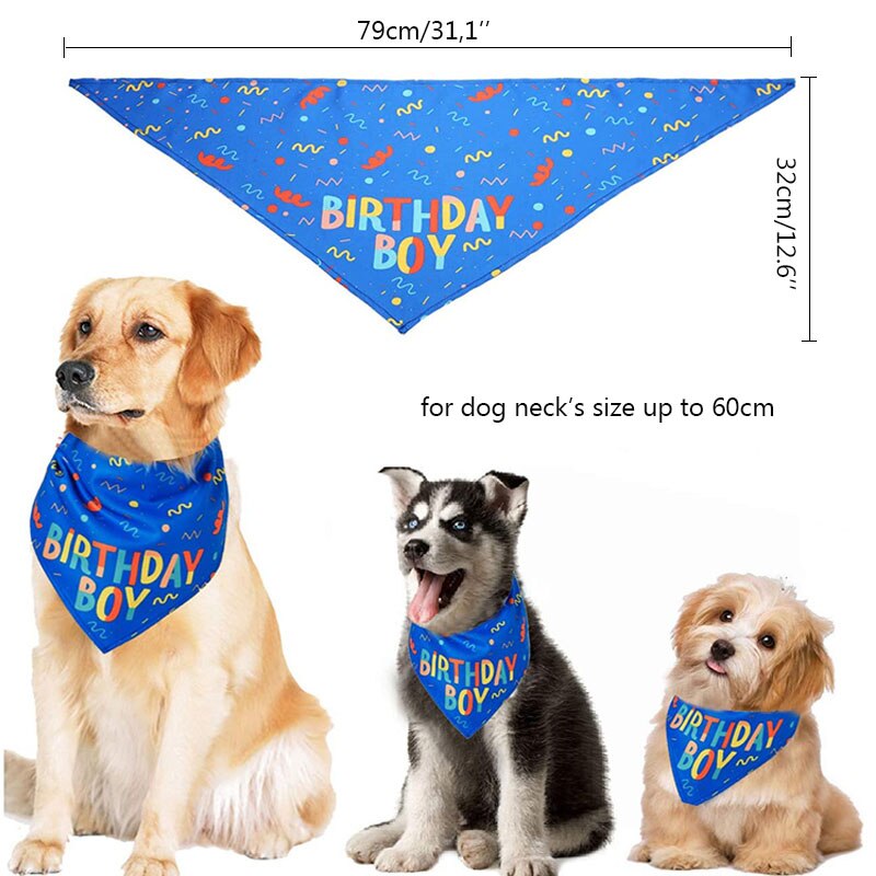 Bandana pour chien, grand foulard pour animaux de compagnie, de noël ou d&#39;anniversaire, bavette triangulaire lavable pour chat