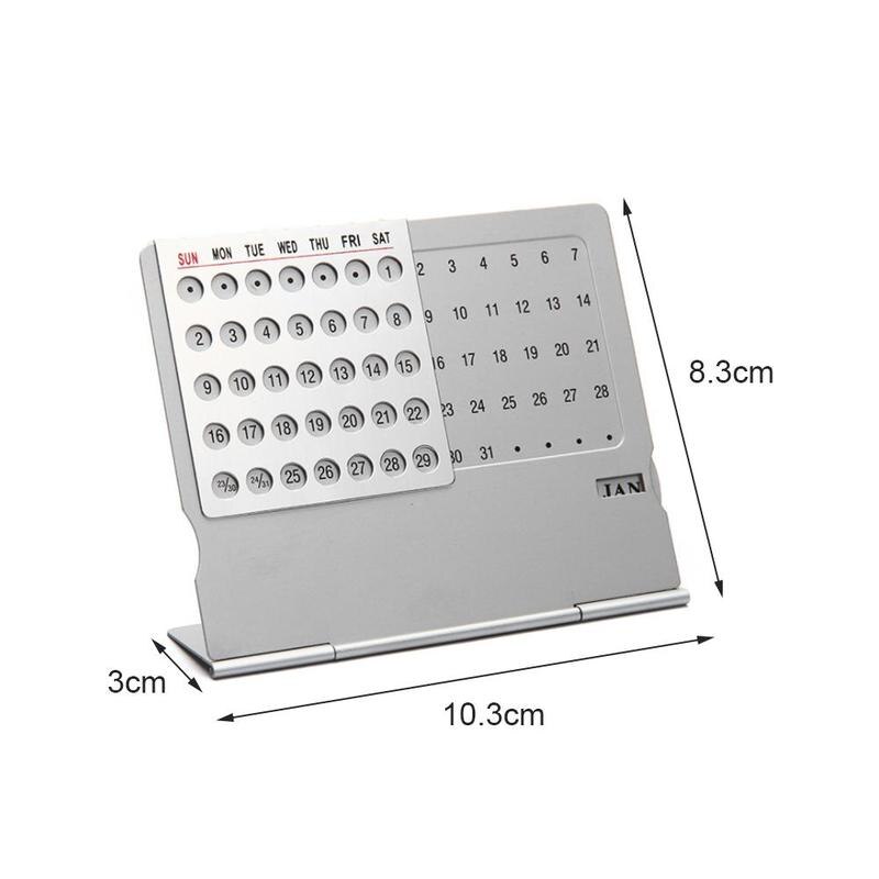 1piece Aluminum Calendar Card Calendar Mini Supplies Calendar English Office Ultra-thin Desktop School Metal Perma S3P8
