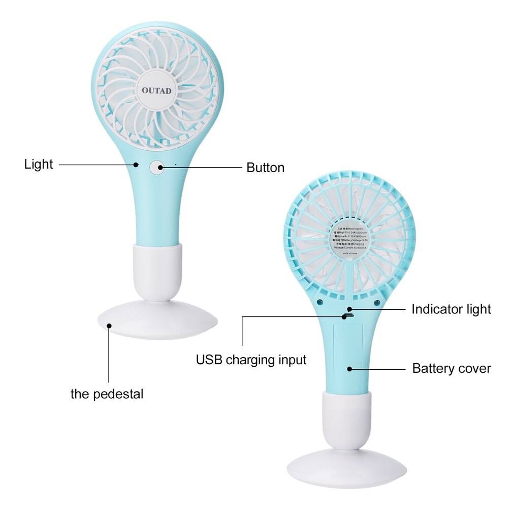 Draagbare mini-usb-waterventilator op batterijen, draagbare kleine ventilator voor buiten, reizen, binnen, kantoor, bureau