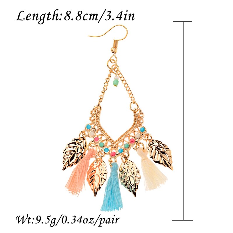 Ethnic Bohemian Dangle Long Fringes Retro Tassel Earrings Tribe Statement Rhombus Earrings For Women Party Jewelry