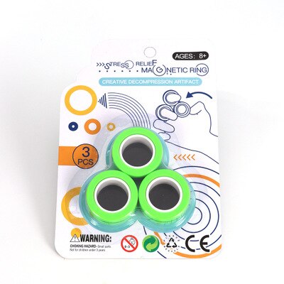 Anti-tryk finger magnetisk cing børn dekompression legetøj magiske ring rekvisitter angst relief legetøj: Grøn