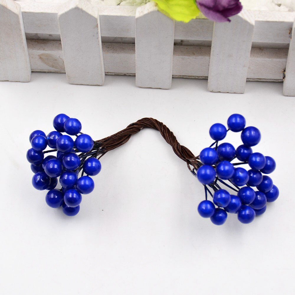 Fleurs artificielles Double tête 9 baies 25 pièces/lot | Décor de fête mariage, décoration artisanale pour bricolage, Scrapbooking: Bleu