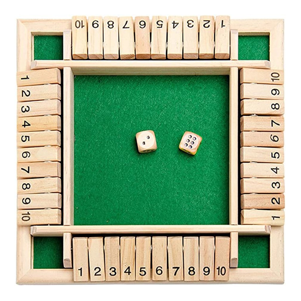 Houten Traditionele Vierzijdige 10 Nummer Pub Bar Board Dice Party Grappig Spel Speelgoed Vierzijdig Flop Houten Nummer game Speelgoed