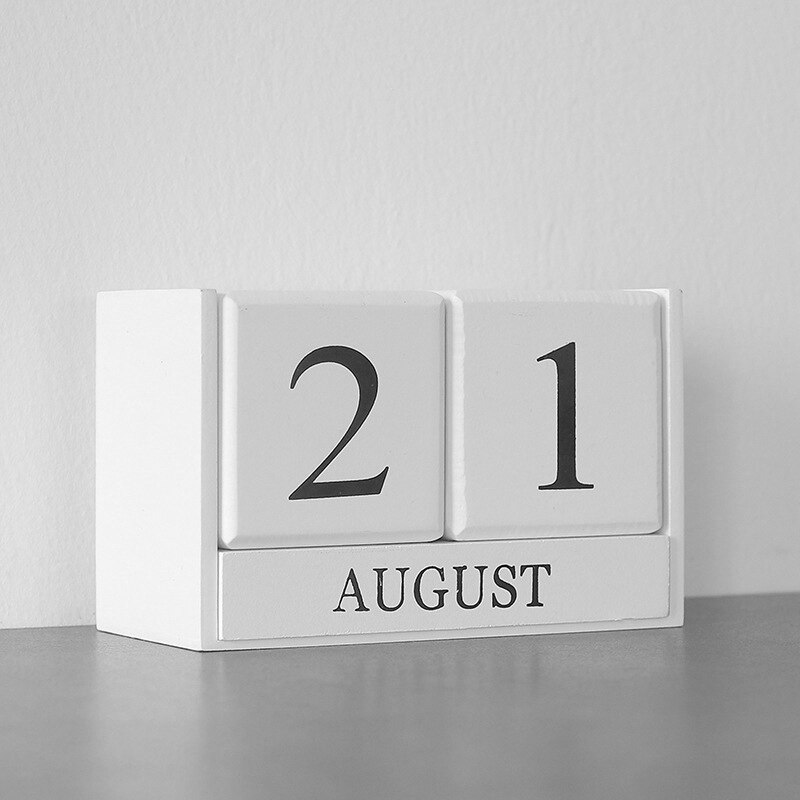Houten tafelkalender aanrechtdecoratie witte kalender thuiskantoor school winkeldecoratie