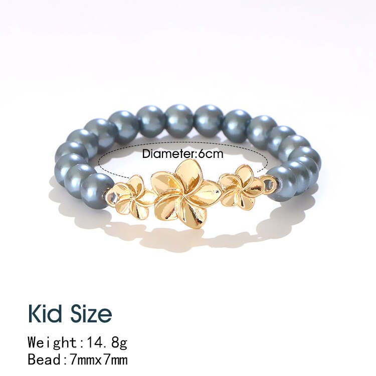 KOMI Adult/Kid Size Polynesian Hawaiian Samoa Marshall Jewelry Imitation Pearls Flower Turtle Seahorse Men Woman Bracelet Bangle: GJZ440 Kid Size
