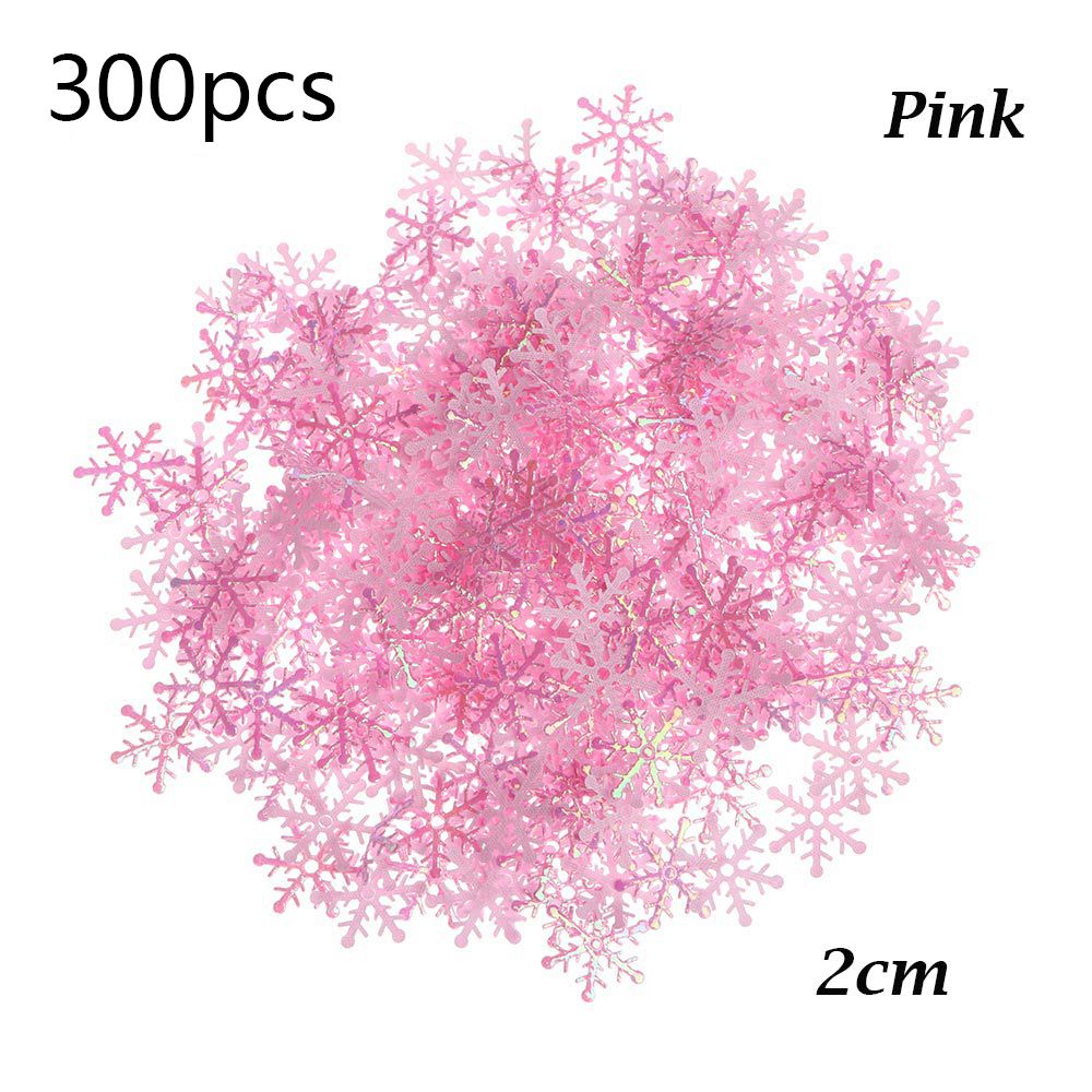 100/200/300 Stuks Sneeuwvlok Ornament Confetti Kunstmatige Sneeuw Xmas Verjaardag Bruiloft Decor Home Glitter Accessoires: 300pcs 2cm pink