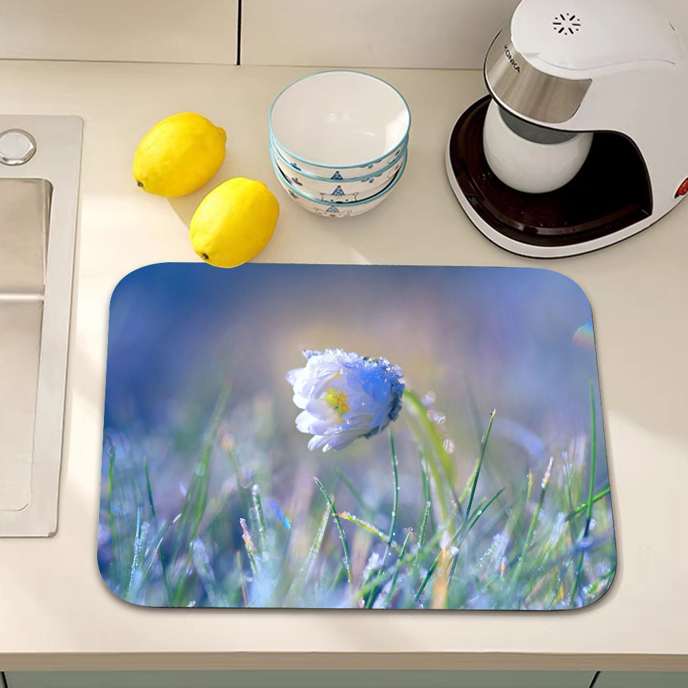 Blomstermarguerit superabsorberende kaffemåtte opvaskemåtte stor køkkentørremåtte hurtigttørrende badeværelsesafløbsmåtte køkken