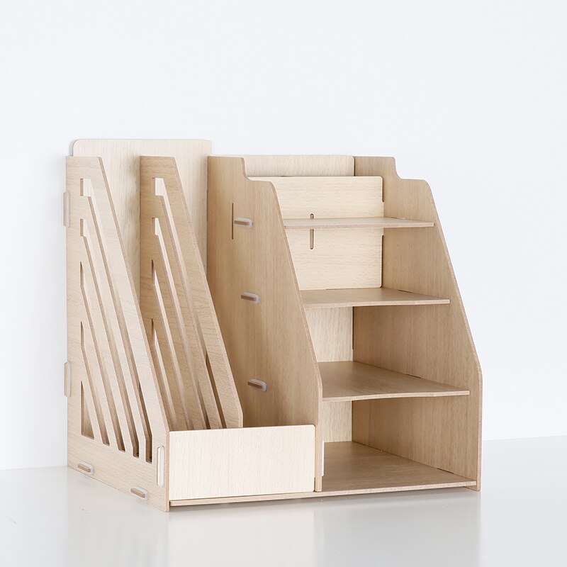 DIY desk accessories solid organizer multi-function magazine organizer file tray bookends holder document office organizer