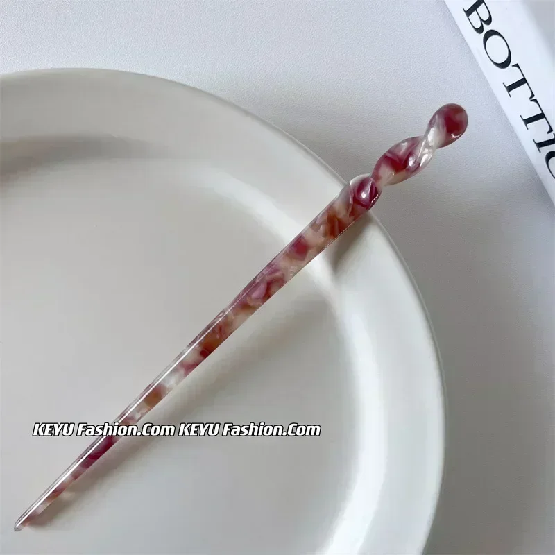 Palillos para el cabello de estilo chino para mujer, palillos de acetato Vintage, horquillas, Clips, joyería de boda, accesorios de estilismo de belleza para niña: YELLOW