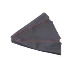 Cuellos de palanca de cambios cortos de cuero universales, pomo de cambio de punto negro, rojo, amarillo, azul, cubierta de maletero MT/AT: Rojo