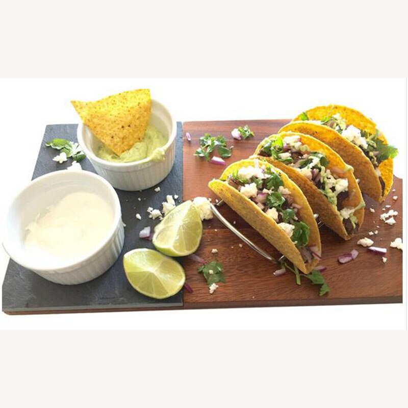 Rustfrit stål tacoholder pizza tærtebord stativ mexicansk mad bollestativ hotdog shell appetitvækkere buffet serveringsbakke tallerkener værktøj