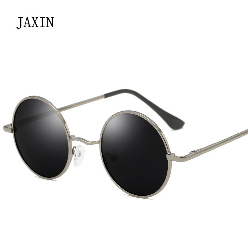 Jaxin retro runde solbriller mænd personlighed smukke sorte polariserede solbriller mr brand classic mirror  uv400