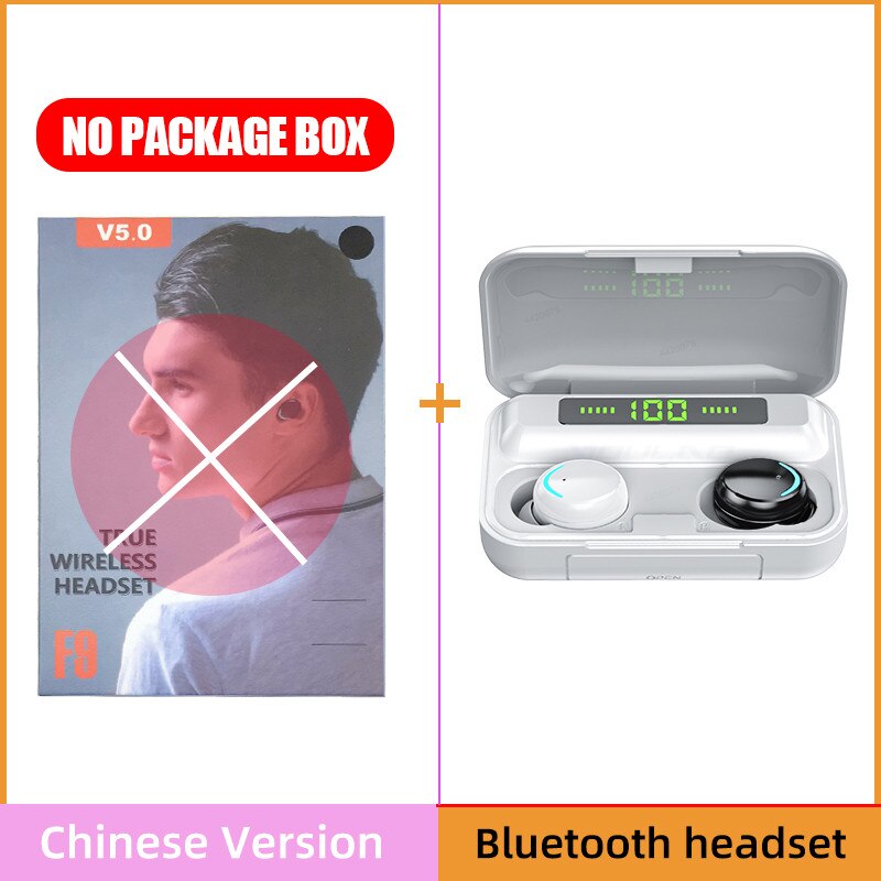 Bluetooth  v5.0 øretelefoner trådløse hovedtelefoner med mikrofon sport vandtætte headset 2200 mah opladningsboks til android: Uden emballage