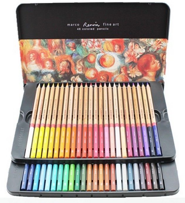 Marco Renoir Fine12/24/36/48/72/100/120 Colors Drawing Oil Base Pencil Tin Set