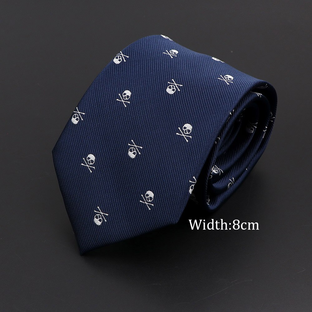décontracté crâne cravates pour hommes classique mince 8cm Polyester cravates homme cravate pour hommes mariage marié cravate d'affaires: 8