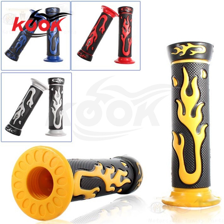4 Colors Available motorcycle handle bar grips universal motorbike grips rubber blue white red yellow colorful motocross handbar