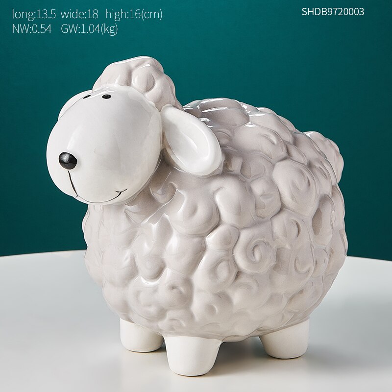 Modern minimalist resin animal model lamb bedroom living room desktop decoration children's piggy bank storage tank DXUIALOI: c621