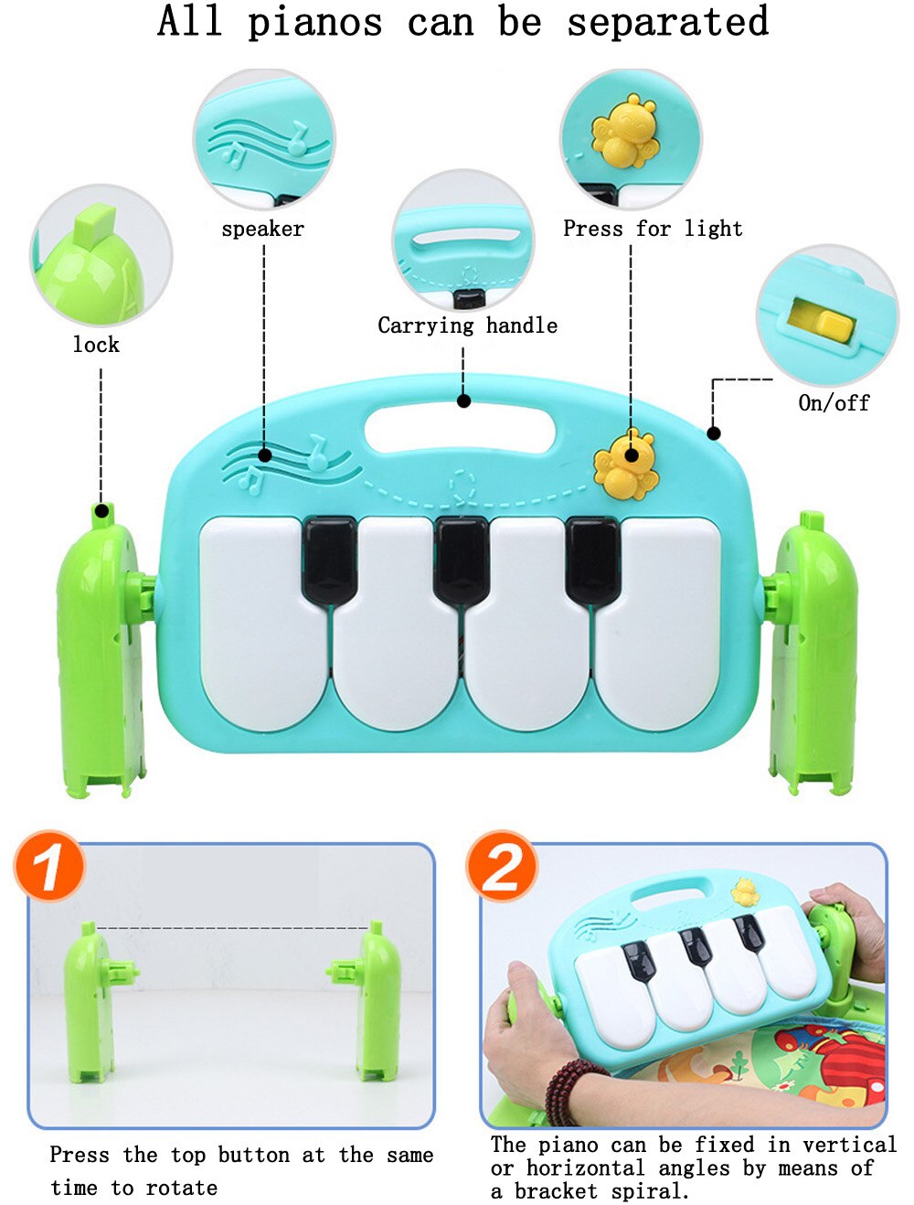 Baby Music Play Mats Piano Gym Newborn Toys Infant Playmat Learning Education Toys 0 12 Months Tummy Time Crawling Mat Carpet