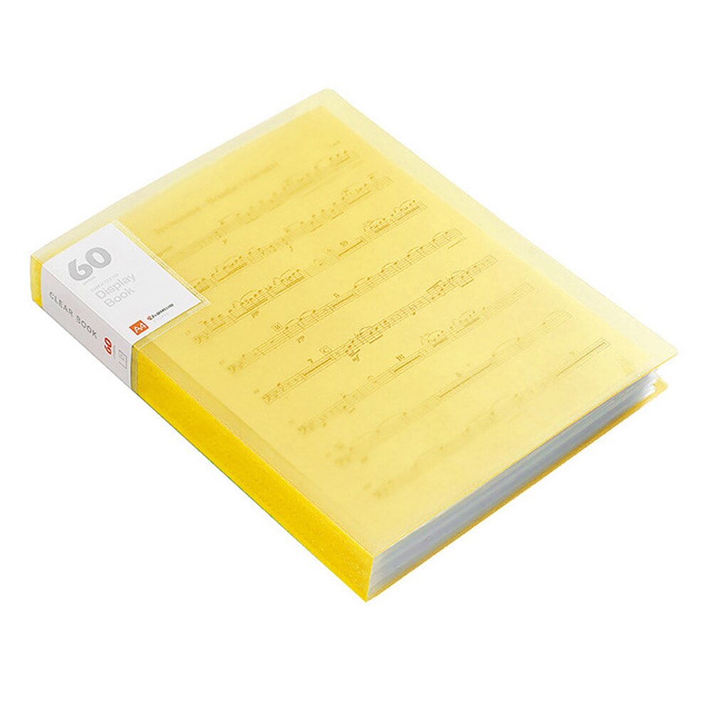 A4 Display Boek 40/60 Pagina Transparante Insert Map Document Opbergtas Voor Bank Bestand Kantoor Werkplek Familie: 60 Page Yellow