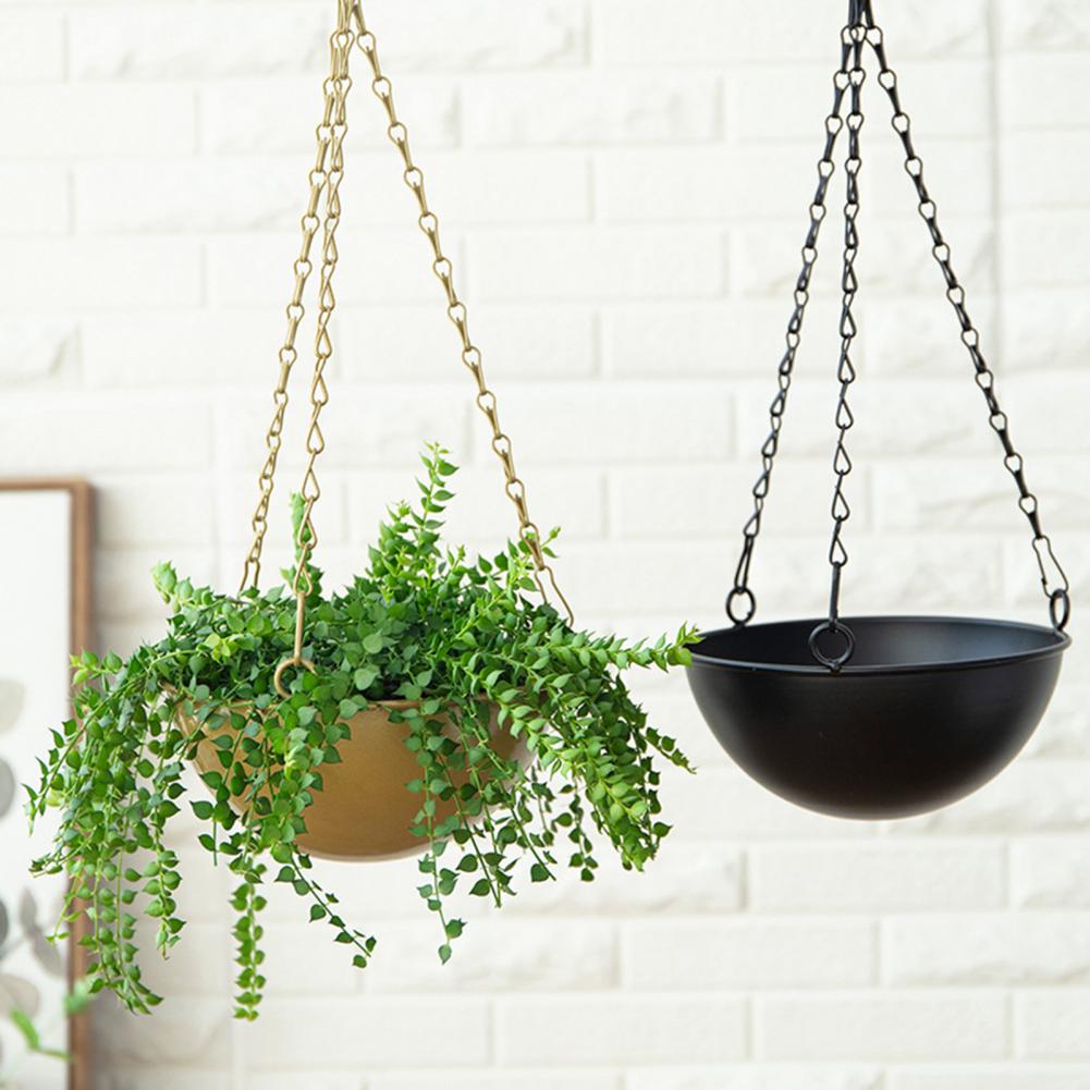 Succulent Hanging Planter  Sturdy Iron Detachable Chain Flower Hanging Pot for Garden 