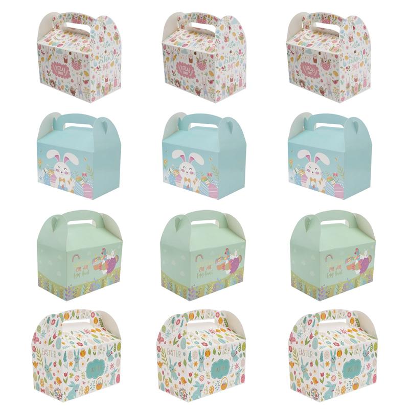 12pcs Easter Boxes Candy Packing Box Easter Egg Storage Box Party Decoration Accessories
