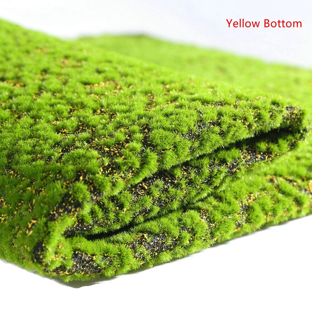 Kunstig græsmosmåtte simulation plante baggrund indendørs væg bryophyte green: Gul bund