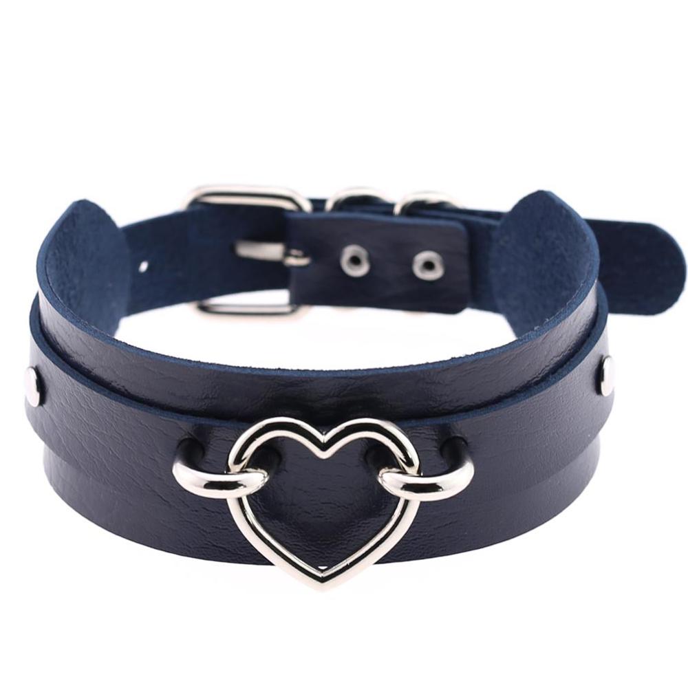 Gothic style heart choker cute collar goth jewelry harajuku accessories kawaii collar for women chocker halloween jewellery: navy