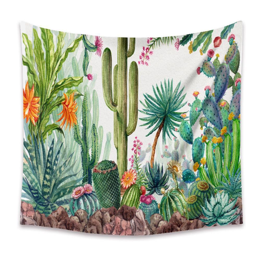 Grøn kaktus gobeliner sommer succulenter vægindretning tropisk landskab væghængende gobeliner picnic tæppe væg klud: -en