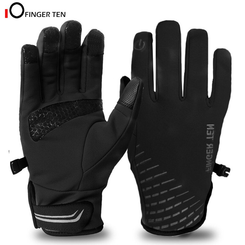 Verbeterde Pluis Warme Winter Handschoenen Waterdichte Touchscreen Anti Slip Voor Mannen Vrouwen Running Fietsen Voetbal Skiën: black / S