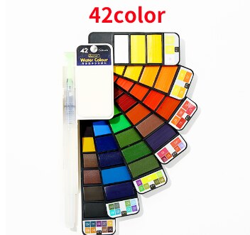 Peinture aquarelle en forme d'éventail 18/24/33/42 couleur solide ensemble de peinture portable opaque aquarelle stylo spécial palette de couleurs art fournitures: 42 color