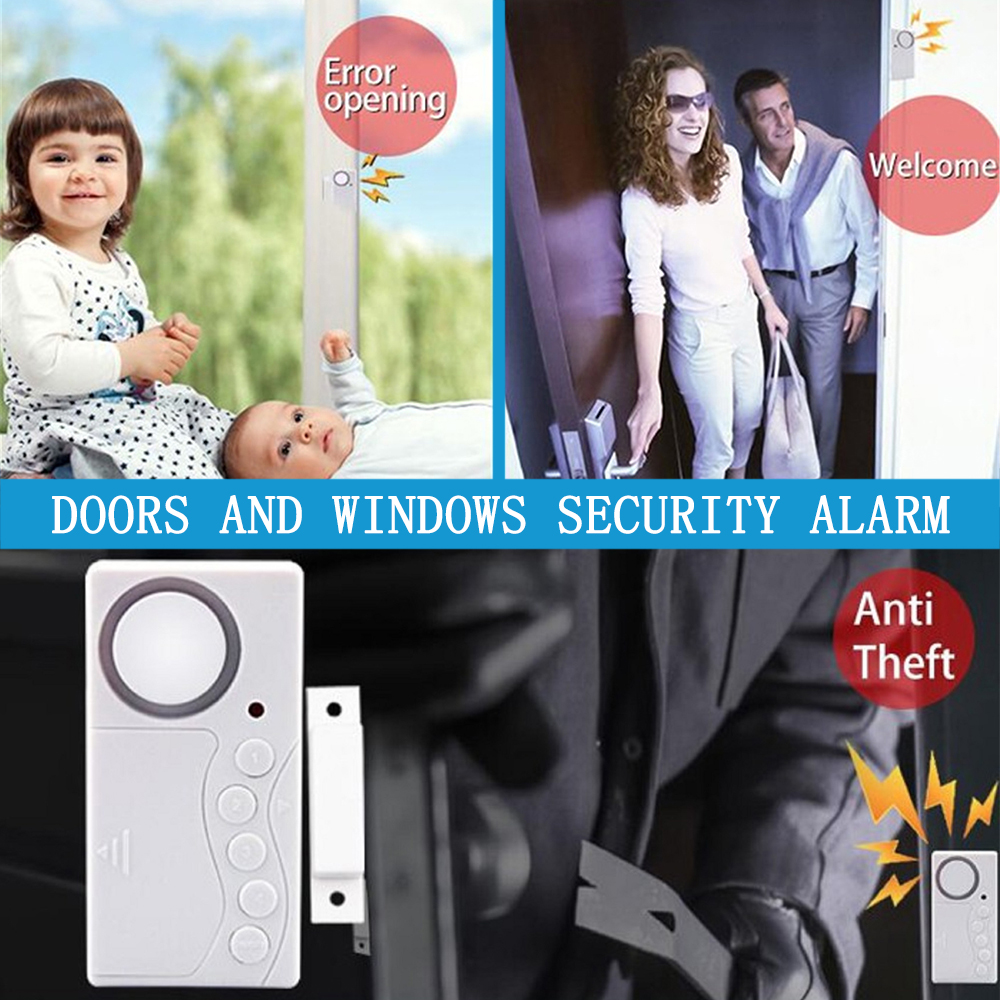 Door And Window Security Alarm Wireless Time Delay Alarm System Magnetic Triggered Door Open Chime For Home Security