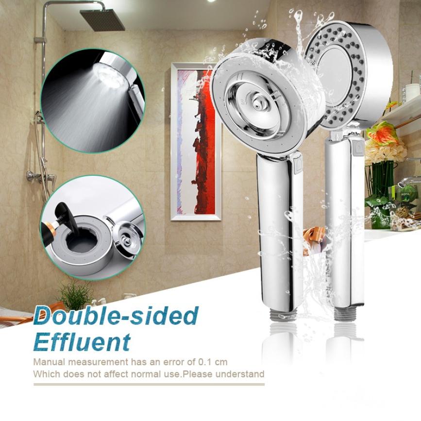 Dubbelzijdige Dual Functie Douchekop Water Saving Ronde Abs Chrome Booster Bad Douche Hoge Druk Handheld Handdouche
