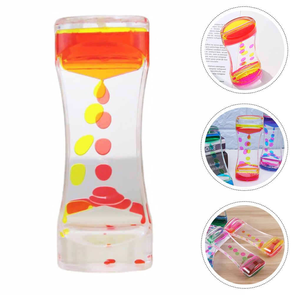 Sablier à bulles , Action liquide, minuterie, décoration de bureau, artisanat d&#39;art pour la maison: Red Yellow