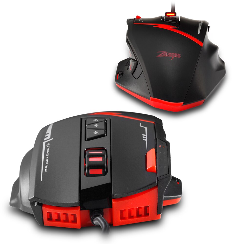 Zelotes Wired Gaming Mouse Computer 16 Button Adjustment 4 Metal Weight Ergonomic Mouse 2.4 Ghz USB Optical Mice For Laptop PC