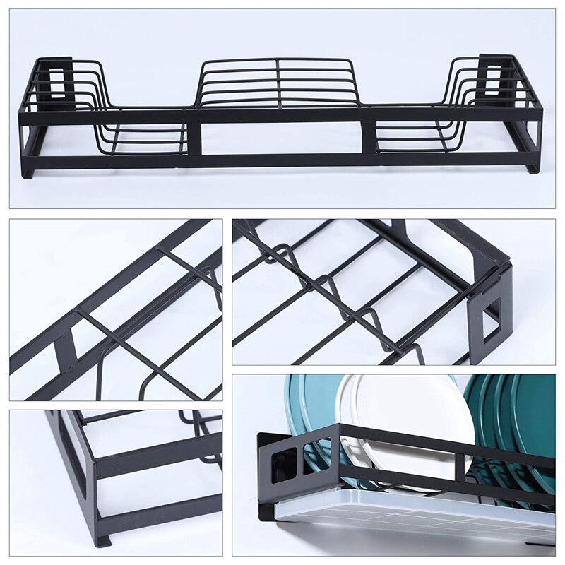 Hangende afdruiprek voor aan de muur met houder voor keukengerei, afdruiprek voor thuisgebruik met afdruipplaat, duurzaam