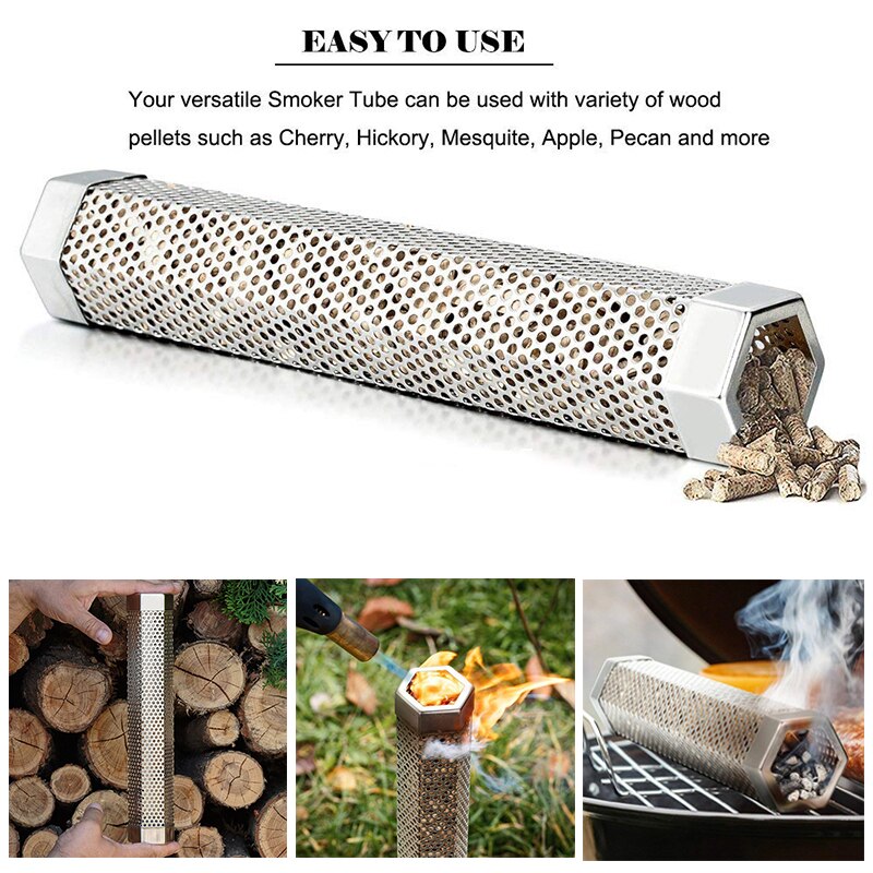 G.a HOMEFAVOR – boîte de fumeur en bois pour Grill, trou en acier inoxydable, générateur de fumée froide, boîte personnalisée pour BBQ