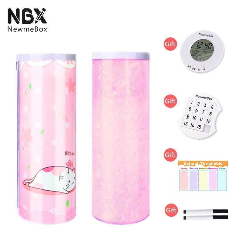 NBX School Pencil Case For Girls Kawaii Cat Paw Pencilcase Pink Clear Plastic Pen Box Stand Up Large Capacity Stationery Holder: standard 4