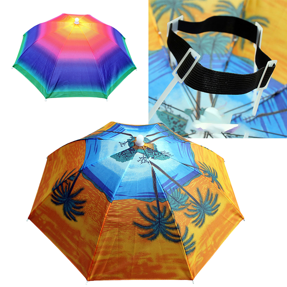 Foldable Outdoor Umbrella Hat 55cm Fishing Hiking Golf Headwear Sun Umbrella Cap Hands Free Protable Fishing Cap For Women Men