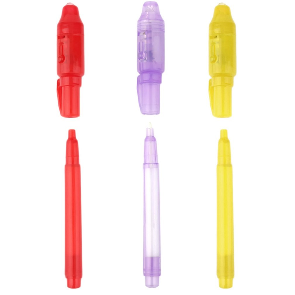 UV Light Pen 2-in-1 UV Blacklight Stationery Magical Invisible Ink Pen with Back Light For Message Security Marker